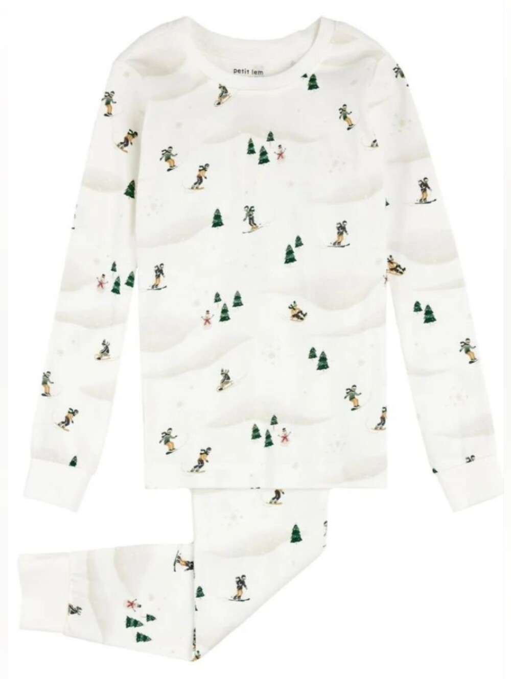 Petit Lem 5T Skiing Christmas Pajamas Holiday Tree Ski Pajama Set